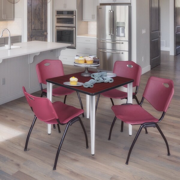Regency Kahlo Square Table & Chair Sets, 30 W, 30 L, 29 H, Wood, Metal, Plastic Top, Mahogany TPL3030MHCM47BY - main